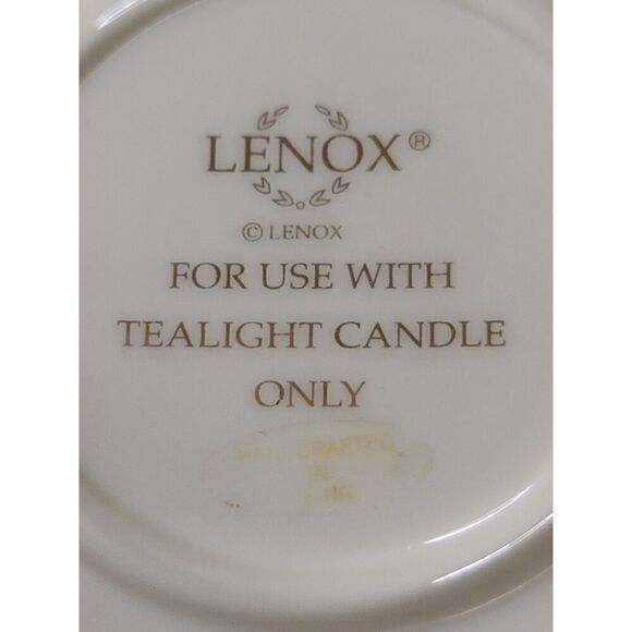 Lenox Pierced Filigree Porcelain Votive Holder Cream Gold Trim - Picture 4 of 5